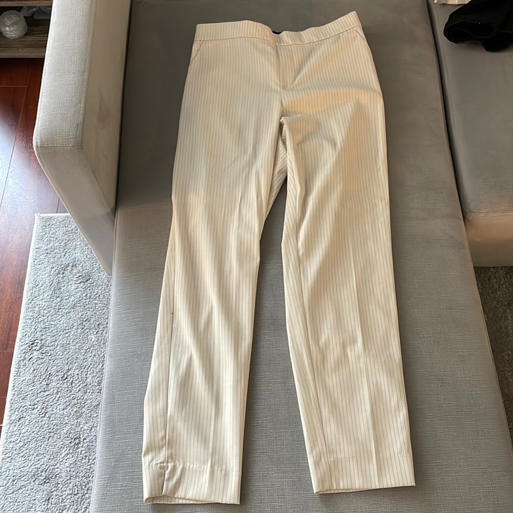 Never worn work pants. Cream with light grey stripes.
